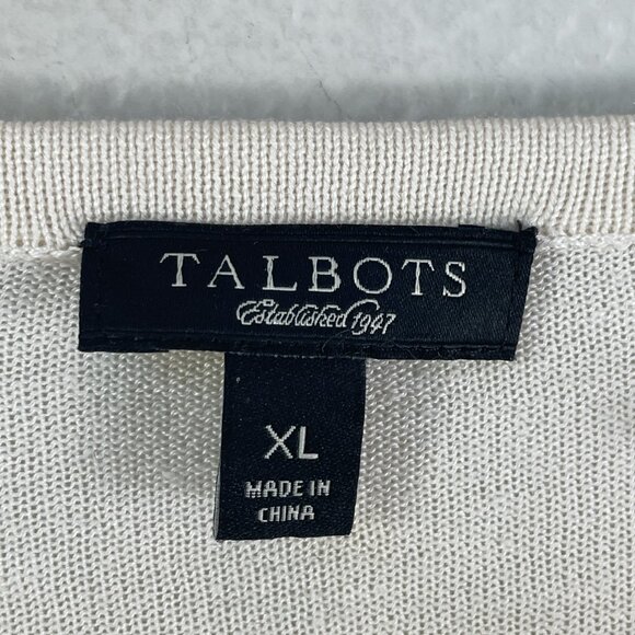 Talbots Sweater Womens XL Silk Butterfly Print Short Sleeve Lightweight Top Pull - Picture 4 of 9